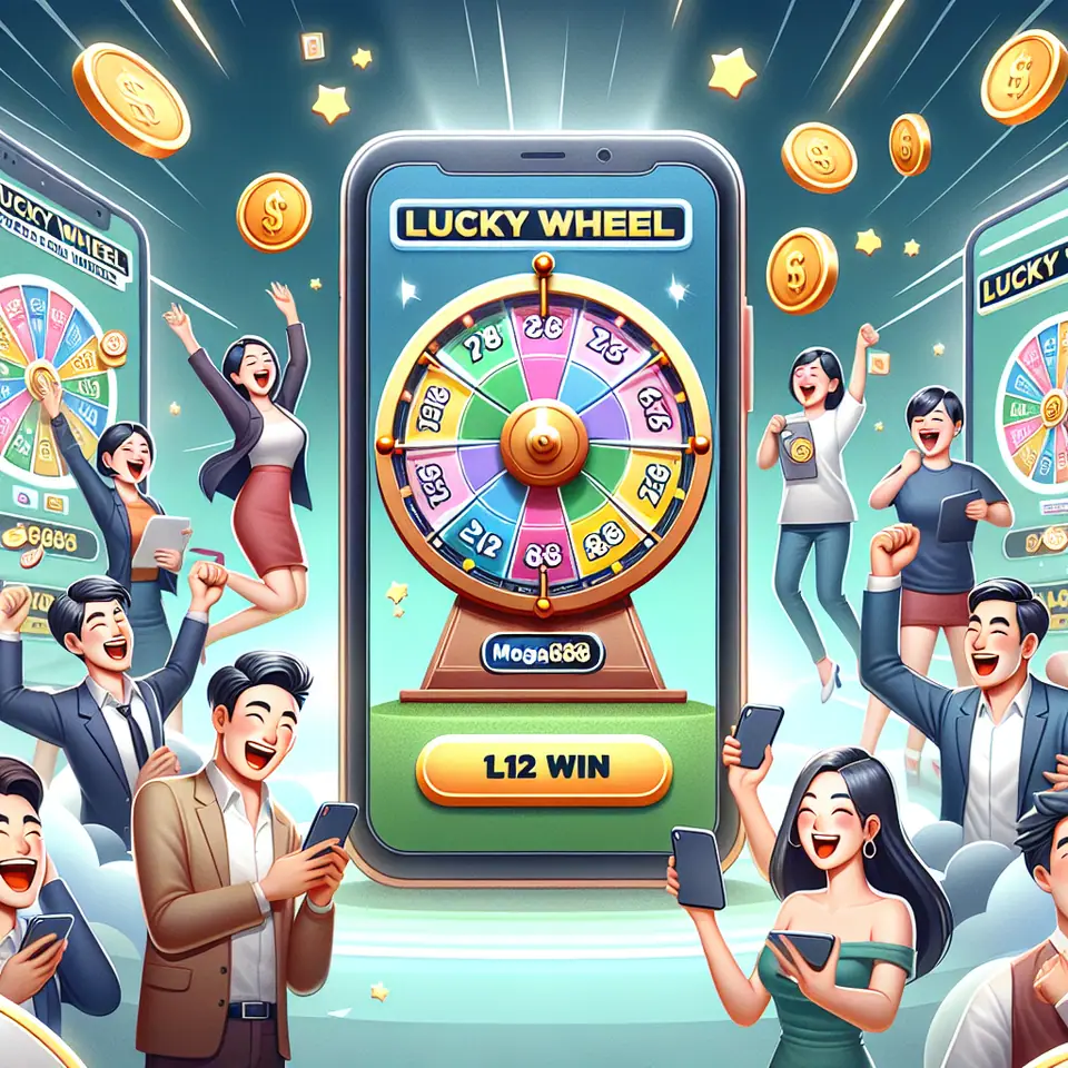 Close-up of the Lucky Wheel prize segments in the Mega888 mini-game