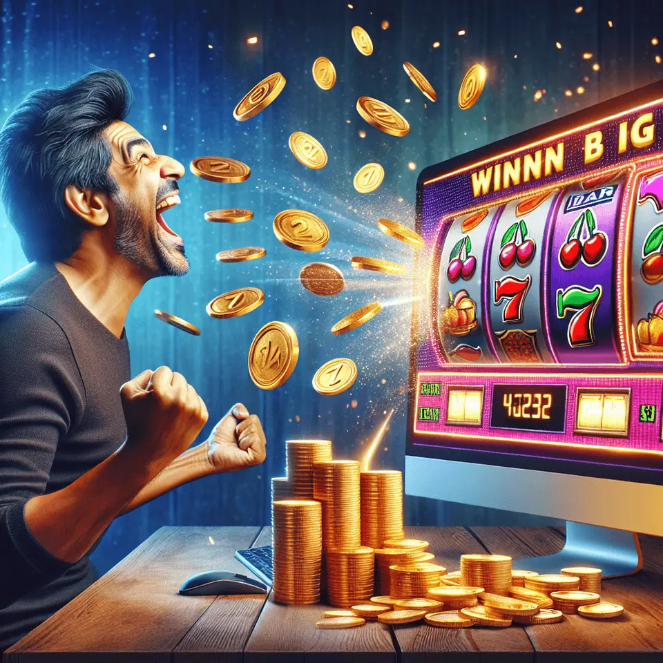 Video slot free spins round showing a large win total